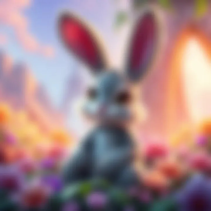 The Bunny character surrounded by colorful scenery, showcasing its personality and charm.