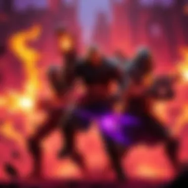 Burn Effects in Gaming Three gaming characters using fire abilities, showing burn effects combining in a vibrant battlefield setting.