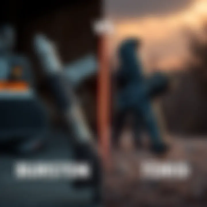 Side-by-side view of Burston and Torid Incarnon weapons with tactical backgrounds