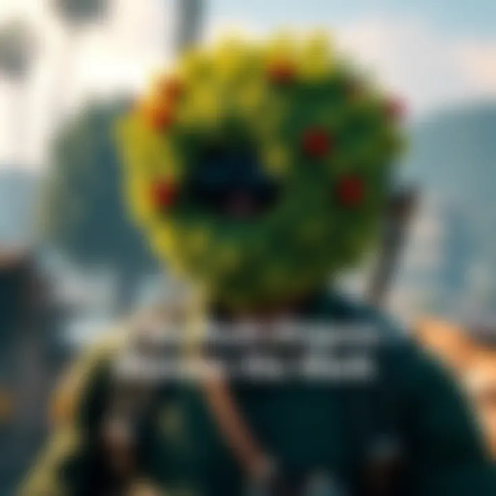 A character wearing a bush disguise in a game setting, highlighting the lack of small bushes available