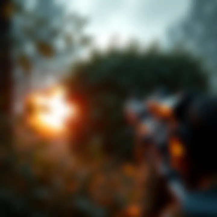 A player character behind a bush that fails to provide cover from enemy fire in a video game setting.