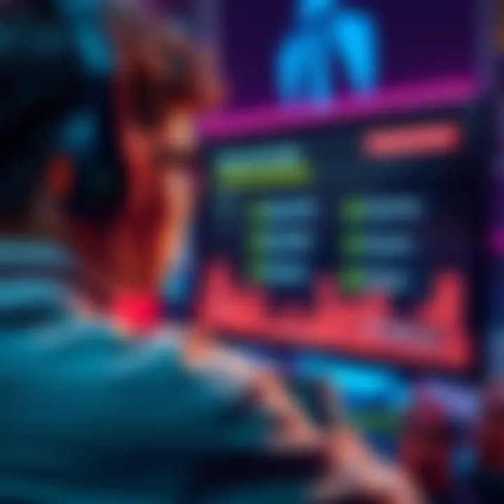 A gamer looking at a new console with payment options displayed on the screen, indicating buy now, pay later plans.