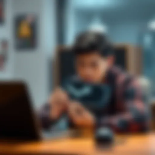 A person looks concerned while holding a Steam Deck in their hands, sitting at a desk with a laptop open, reflecting on a recent eBay purchase experience.