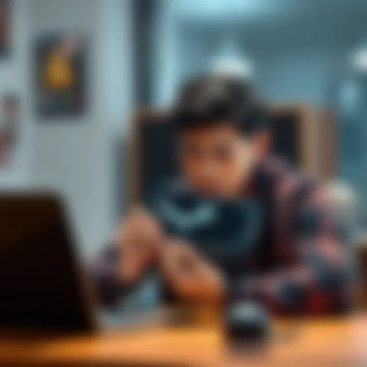 A person looks concerned while holding a Steam Deck in their hands, sitting at a desk with a laptop open, reflecting on a recent eBay purchase experience.