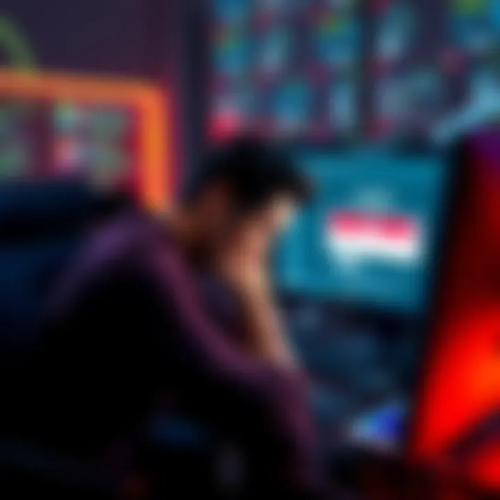 A frustrated buyer looking at a computer screen showing a locked account message, feeling helpless after being locked out by the seller's password change.