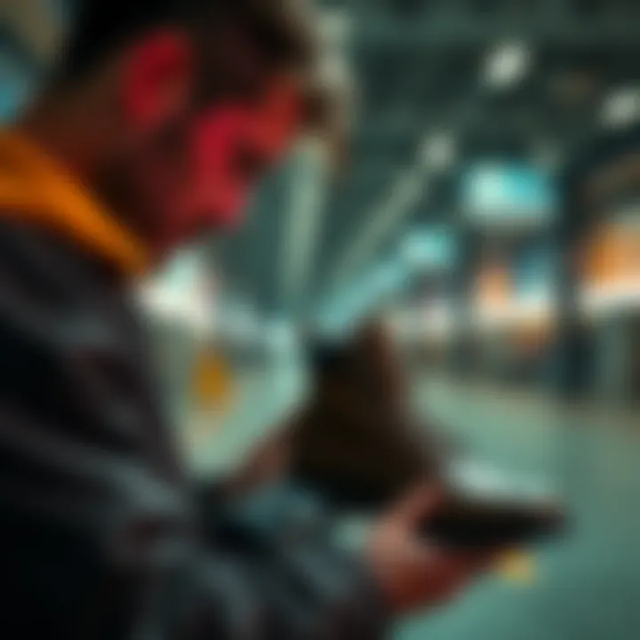 Buying Boots Strategy A person examining a pair of boots, considering the strategy of buying only one instead of two.