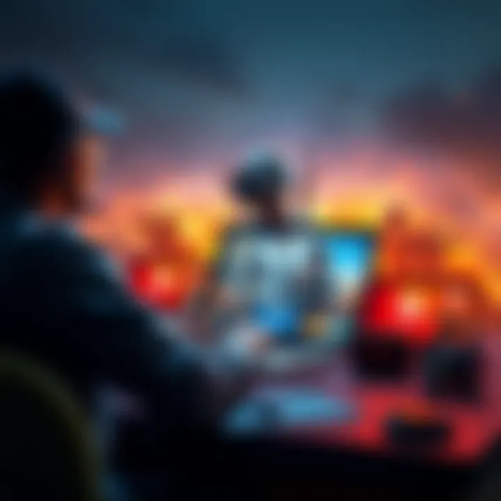 Buying RP for Korean PUBG A person purchasing RP online for Korean PUBG using a laptop with gaming accessories around.