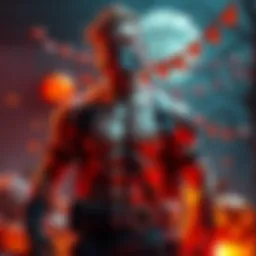 C3 character shirtless for Halloween C3 character showcasing a shirtless cosmetic design for Halloween, surrounded by festive decorations like pumpkins and spooky elements