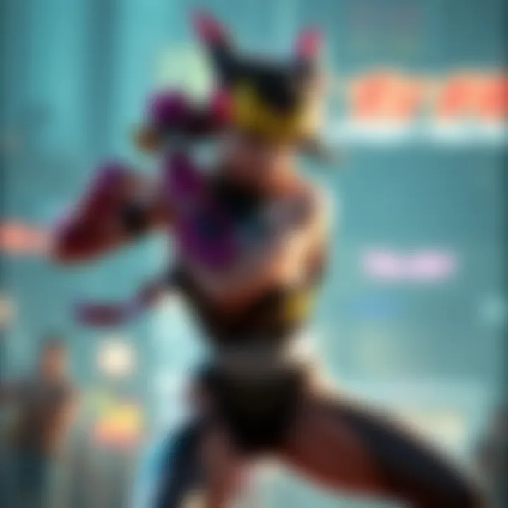 C. Viper character from Street Fighter 6 in a fighting stance, showcasing her signature style and excitement in the gameplay.