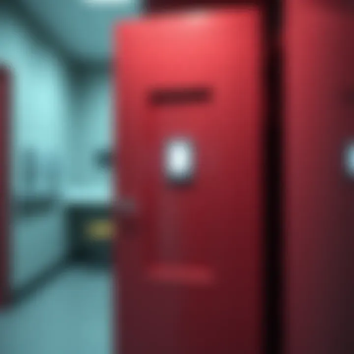 Cabinet with Door-like Symbol A close-up view of a cabinet in a hospital featuring a symbol that looks like a door, drawing the attention of a visitor.