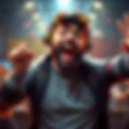 Game Developer Celebrating Success Indie game developer Cakez joyfully reacts to his game's success after earning $250,000 in one week on Steam.