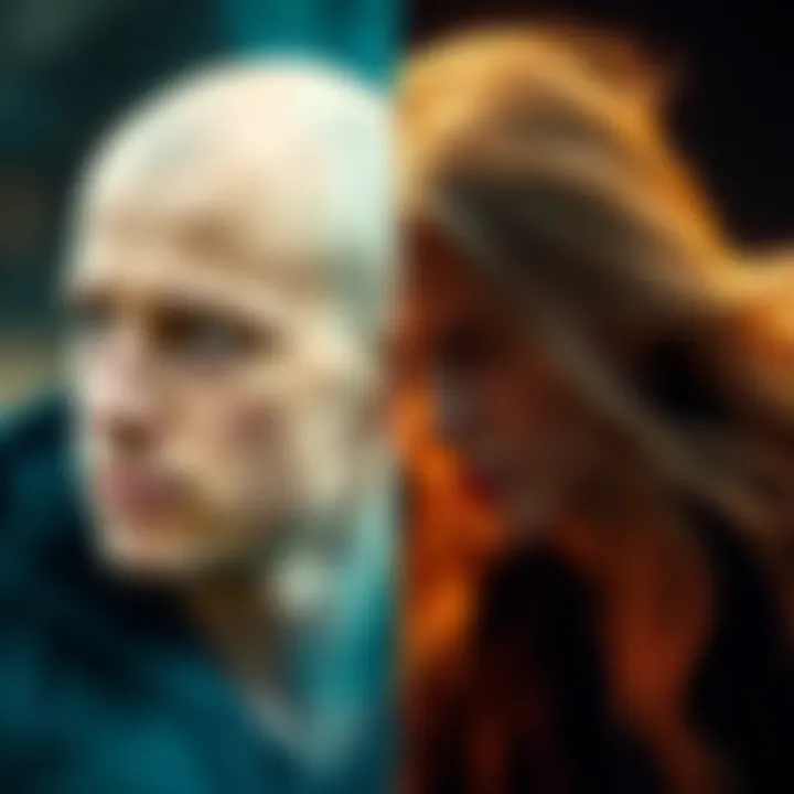A comparison of Caleb with a bald head and long flowing hair, showcasing both styles side by side.