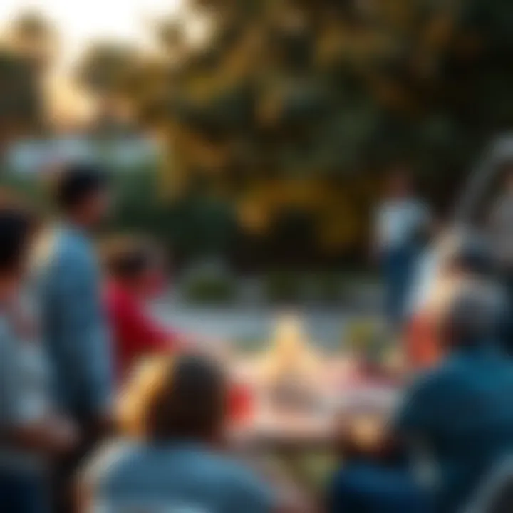 Residents of a California community come together in a park to discuss local challenges and solutions, showcasing unity and resilience.