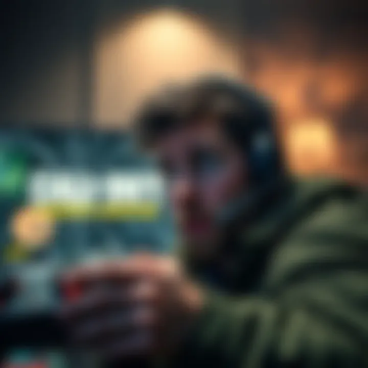 A gamer looking frustrated while playing Call of Duty: Modern Warfare 2019, with a cracked game screen displayed