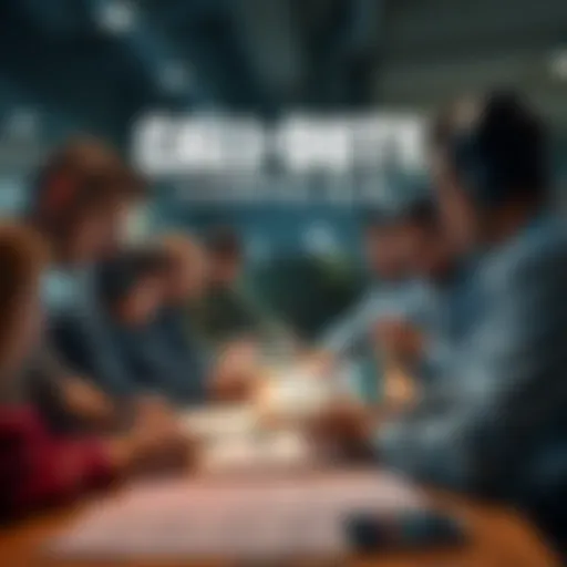 Call of Duty Campaign Design Group of fans brainstorming ideas for a Call of Duty single-player campaign, with sketches and notes on a table.