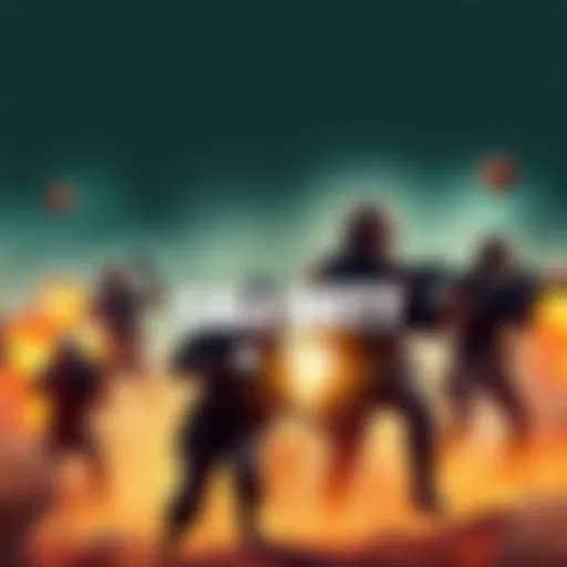 Dynamic scene featuring popular Call of Duty characters in a battle setting with weapons and explosions.
