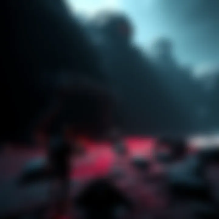 A player character exploring a dark, eerie environment in Callisto Protocol, with looming shadows and unsettling creatures.