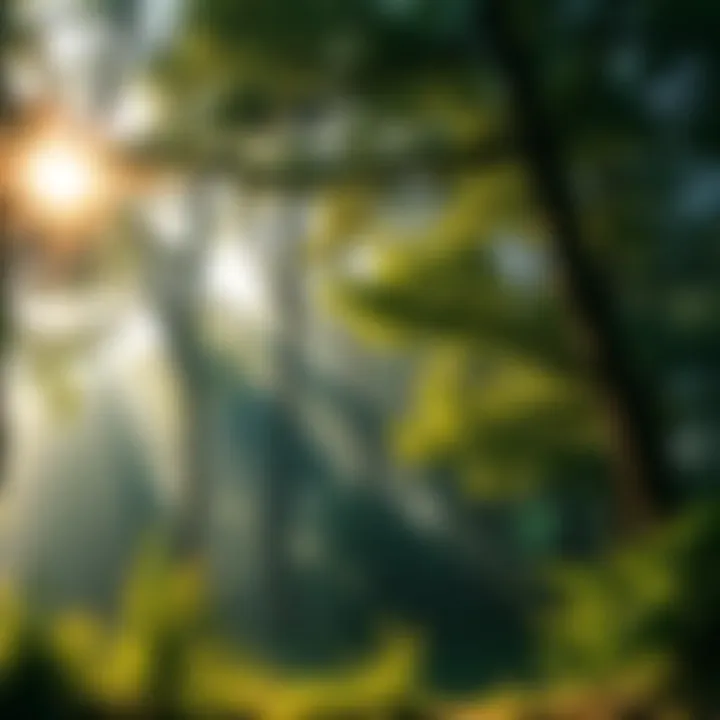 A serene forest setting with trees and gentle sunlight filtering through leaves, representing the stable state of Druid.