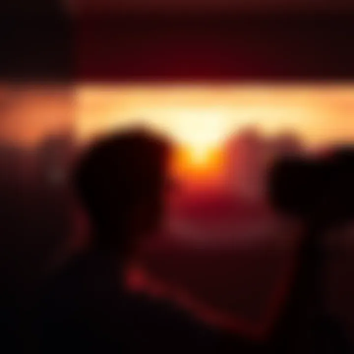 A person looking at a scene through a Camera Obscura setup, showing an inverted image of the outside world on a wall.