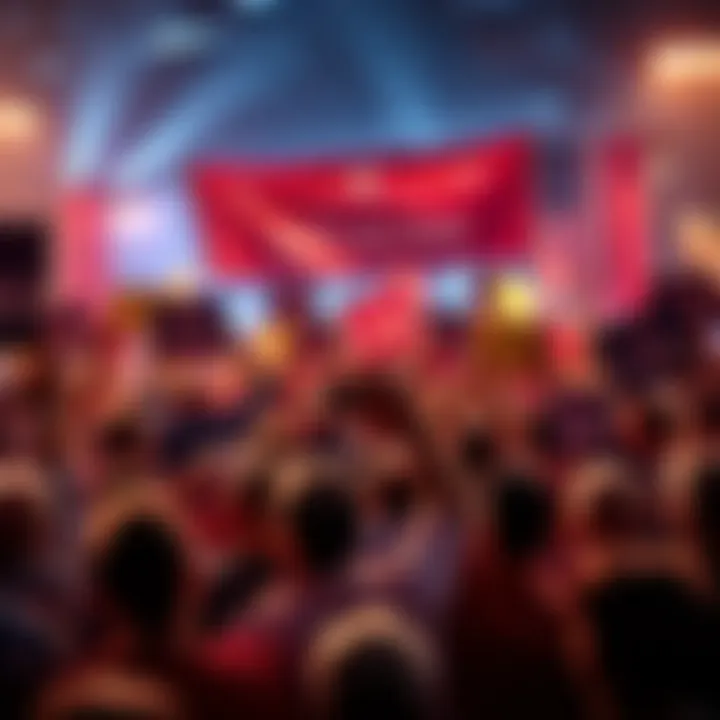 Campaign Rally Ahead of Election Day A lively campaign rally with supporters holding signs and banners, energizing the crowd for Election Day 2025.