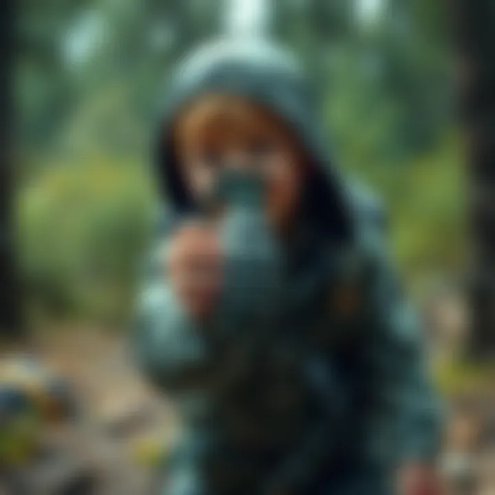 A camper safely handling a grenade while preparing for an outdoor adventure