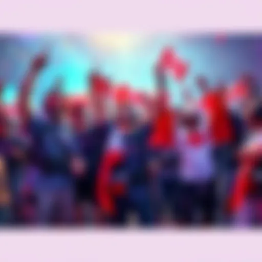 A group of gamers celebrating with Canadian flags and gaming gear, showcasing unity and cultural pride in the gaming community.