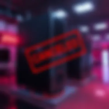 A graphic showing a game server with an error message indicating cancellation of the Duskbloods Network Test