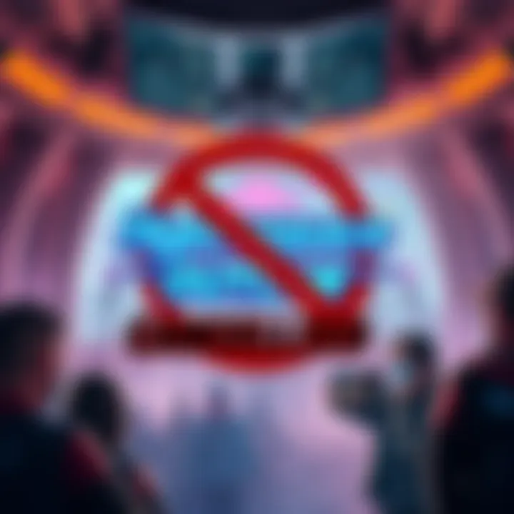 A graphic showing a crossed-out logo of Hypnospace Outlaw, symbolizing the cancellation of its follow-up, with a background of disappointed fans