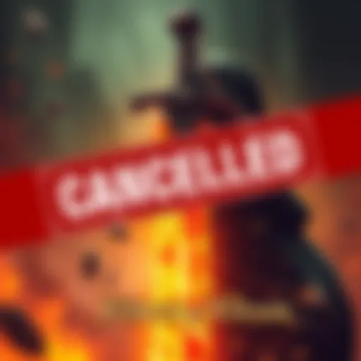 Graphic illustrating the cancellation of the Prince of Persia: Sands of Time remake with a broken sword and game logo