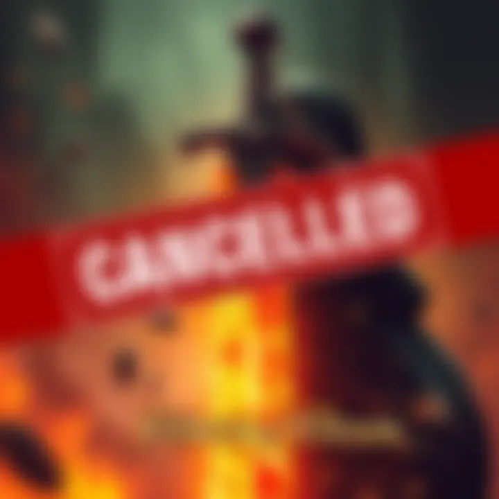 Graphic illustrating the cancellation of the Prince of Persia: Sands of Time remake with a broken sword and game logo