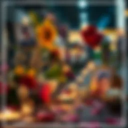 A serene candlelit memorial with flowers and a photograph of a loved one, symbolizing remembrance and grief