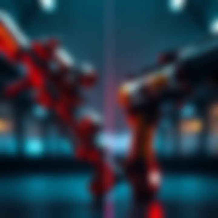 A side-by-side comparison of Capacitor and Test Subject weapons for skill builds, showcasing their features and designs.