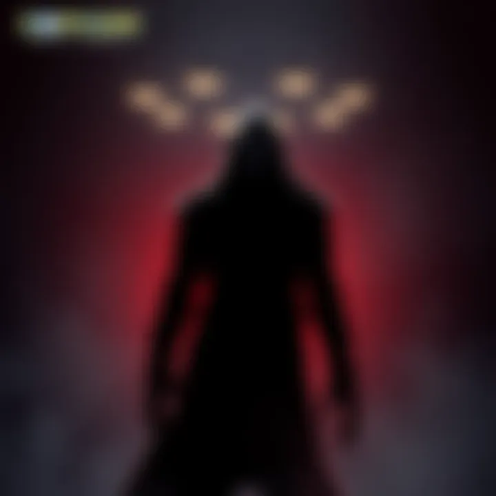 A shadowy figure representing a stalker enemy in a dark, tense gaming environment, inspired by classic horror themes.