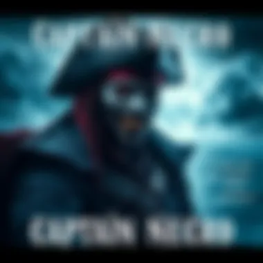 A dark pirate character with ghostly features and a menacing expression, set against a stormy sea background.