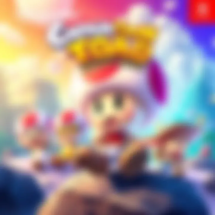 Cover illustration for Captain Toad Treasure Tracker soundtrack on Nintendo Music featuring colorful characters and vibrant scenery.