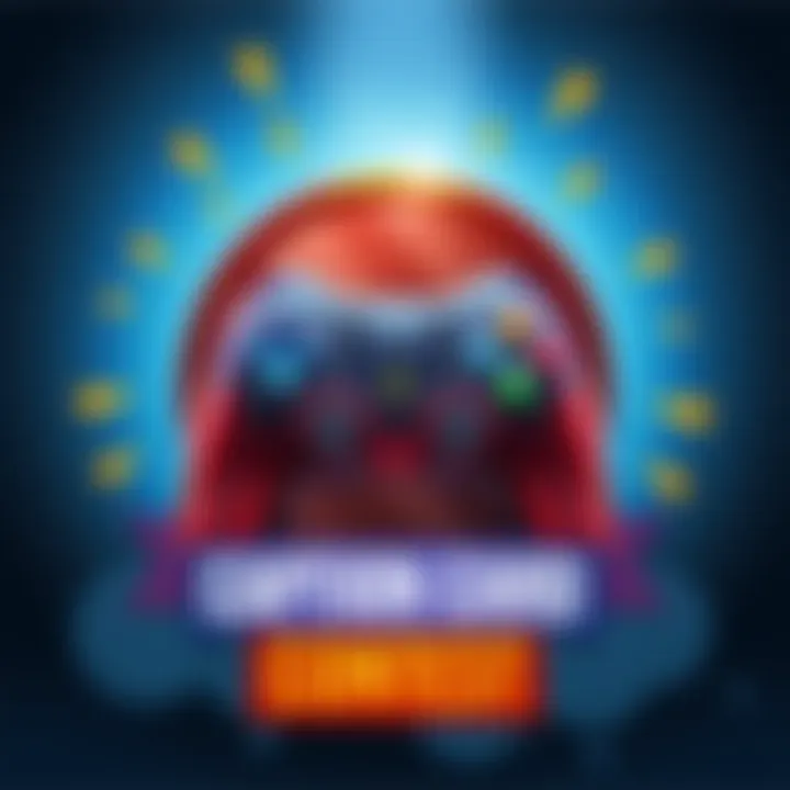 A colorful graphic featuring a game controller and funny caption ideas with a banner for a Steam game contest.