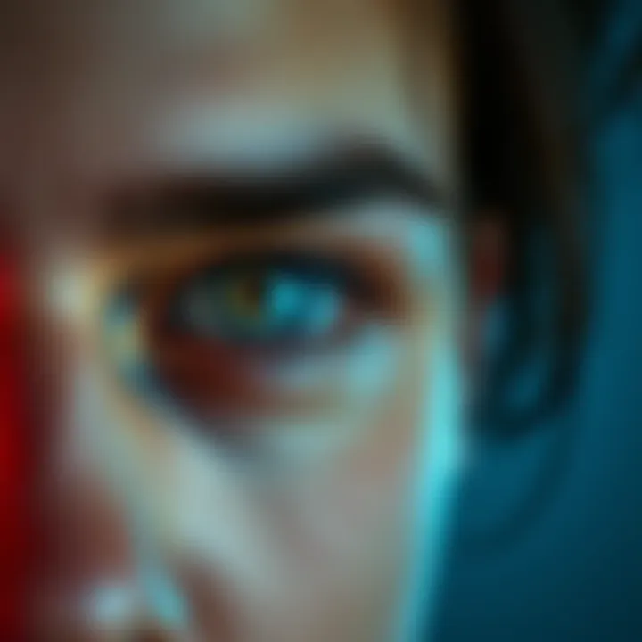 Close-up of Captivating Eyes A close-up view of a pair of expressive eyes, showcasing their color and emotion, representing attraction and connection.