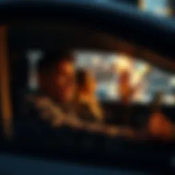 A driver looking frustrated as a friend makes distracting gestures in the passenger seat