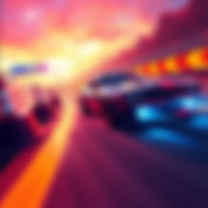 A colorful racing game scene showing a car maneuvering around obstacles, symbolizing challenges in ranked matches