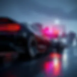 A side-by-side view of a large car next to a police vehicle in a video game setting, highlighting the size difference that surprises players.