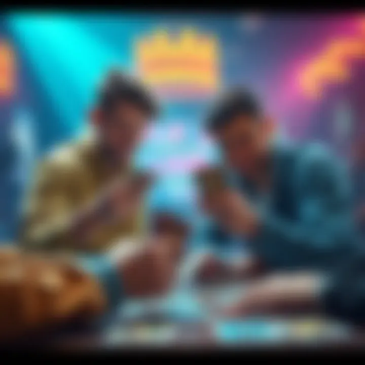 Two players exchanging their card decks during gameplay, showcasing a fresh approach to card gaming.