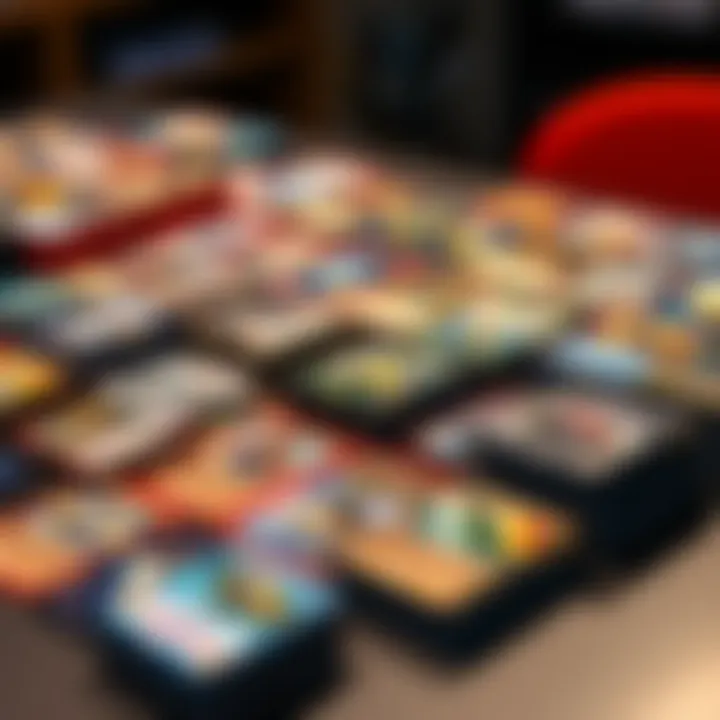 A colorful display of various trading cards arranged neatly on a table, highlighting their value and appeal in card collecting.