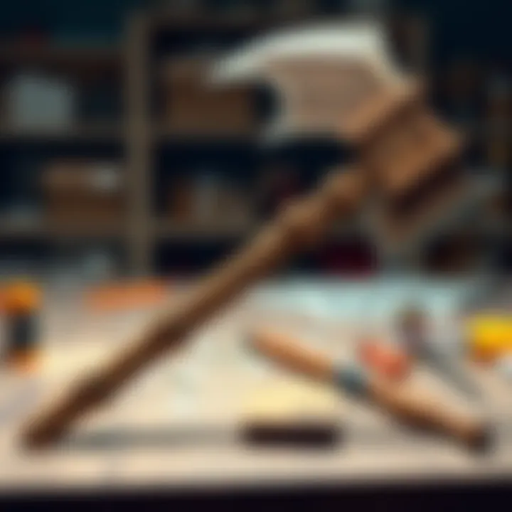 Cardboard Leviathan Axe A cardboard replica of a leviathan axe placed on a table with crafting tools nearby