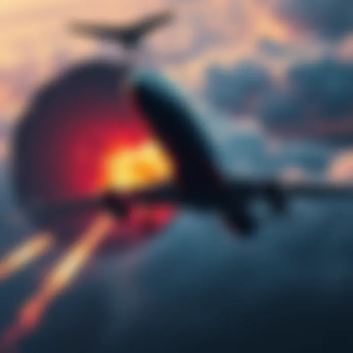 A cargo plane crashing into a satellite communication dish, showcasing the vulnerability of global communication systems.