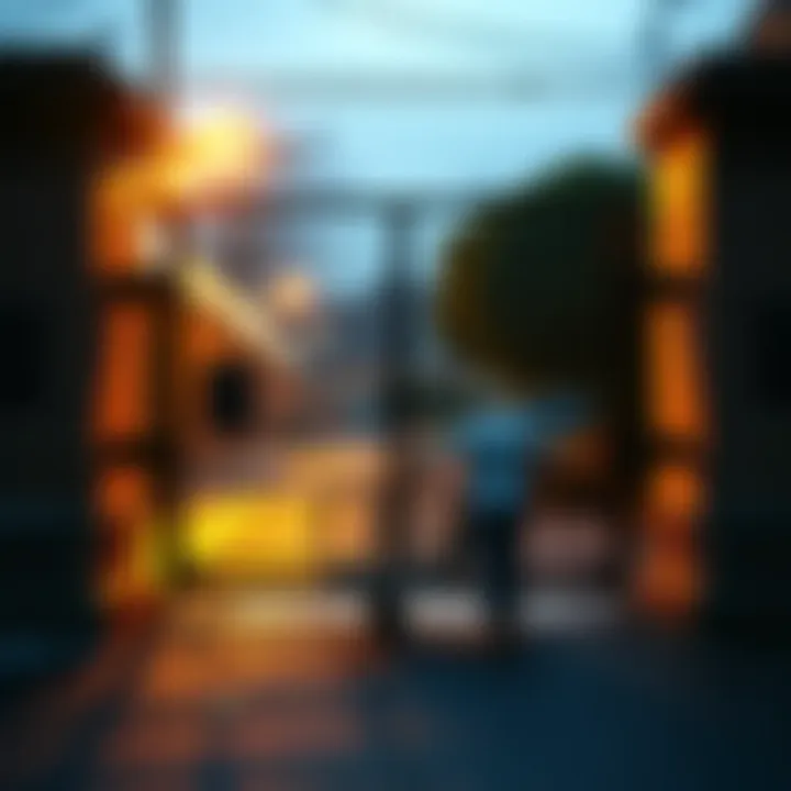 A person maneuvering a cart behind a closed gate, looking for a way to move forward.