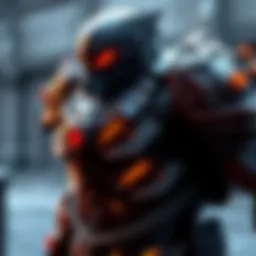 A close-up view of Cascade's ORCUS armor showcasing its compatibility with MK V(B) features and design elements.