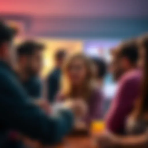 A group of people engaged in a lively conversation about Casey's authenticity, showing different opinions and expressions.