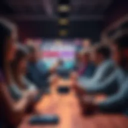 Cashout Gaming Discussion Group of people discussing Cashout gaming at a table with game controllers and smartphones