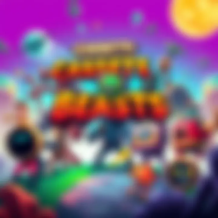 A colorful illustration of the Cassette Beasts game showcasing various characters and gameplay elements