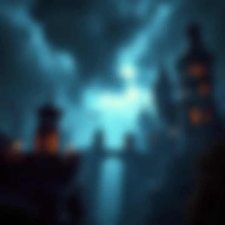 A dark and foreboding view of Castle Sol, with ominous towers and a haunted atmosphere, inviting players to explore its secrets.